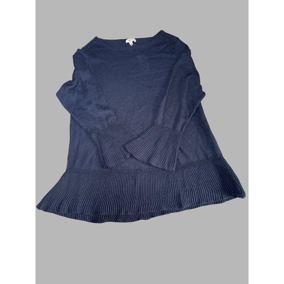 Style & Co Womens size 1X Navy Ribbed Trim Long Sleeve Sweater - Picture 1 of 16